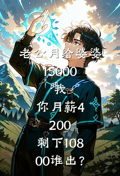 老公月给婆婆15000，我：你月薪4200，剩下10800谁出？